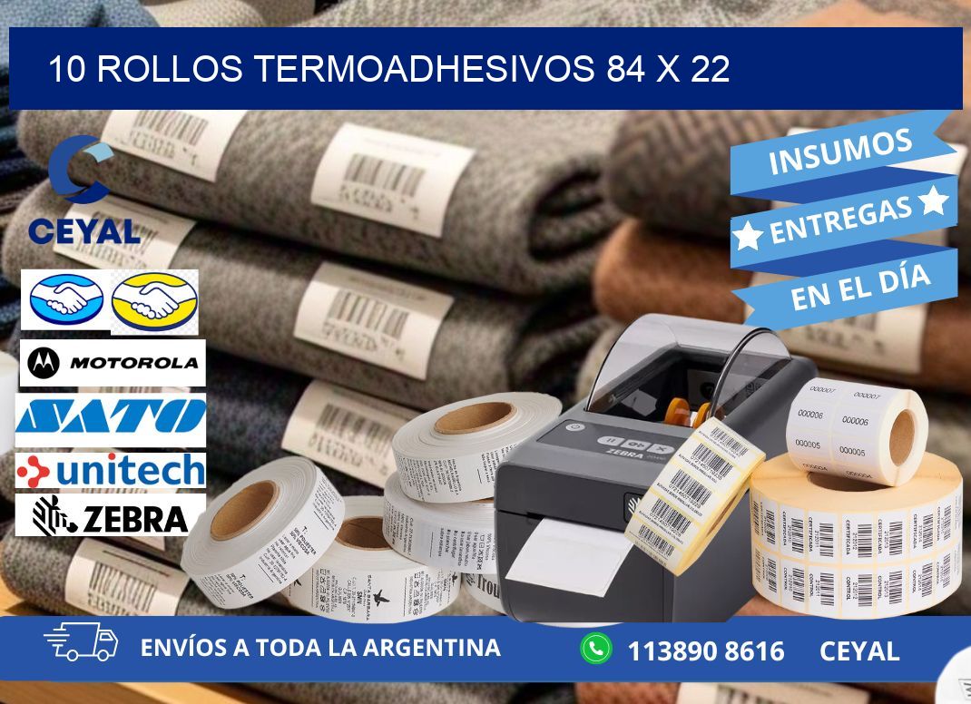 10 ROLLOS TERMOADHESIVOS 84 x 22