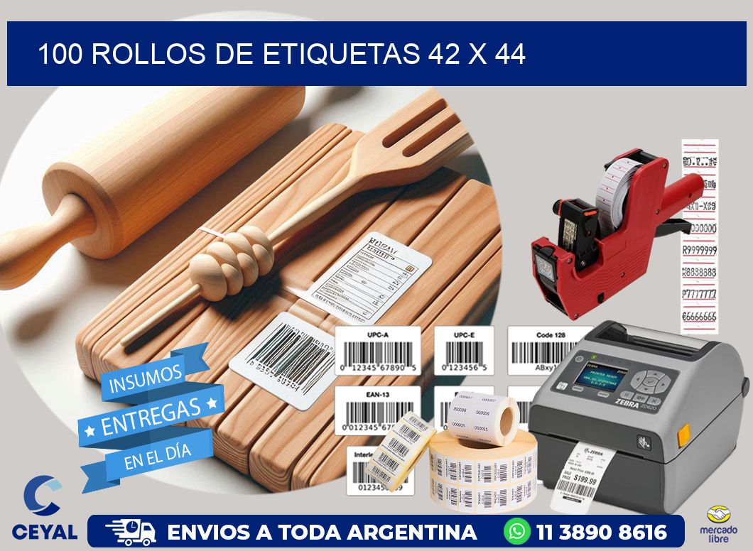 100 ROLLOS DE ETIQUETAS 42 x 44