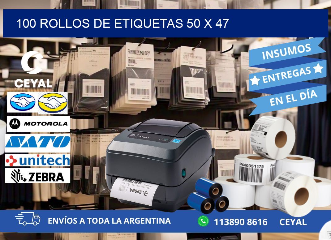 100 ROLLOS DE ETIQUETAS 50 x 47