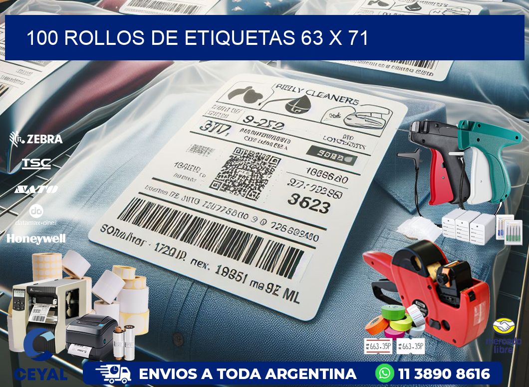100 ROLLOS DE ETIQUETAS 63 x 71