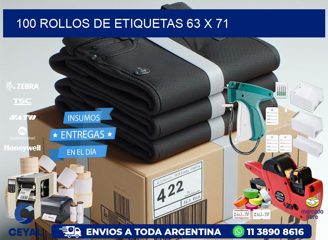 100 ROLLOS DE ETIQUETAS 63 x 71