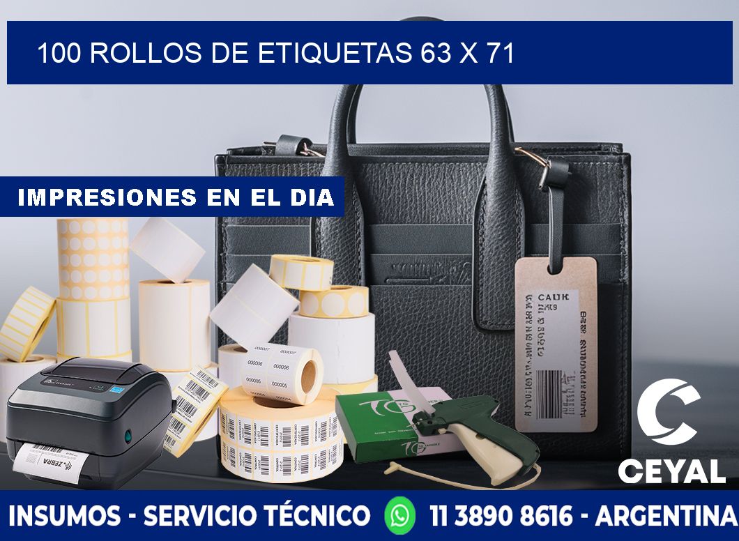 100 ROLLOS DE ETIQUETAS 63 x 71