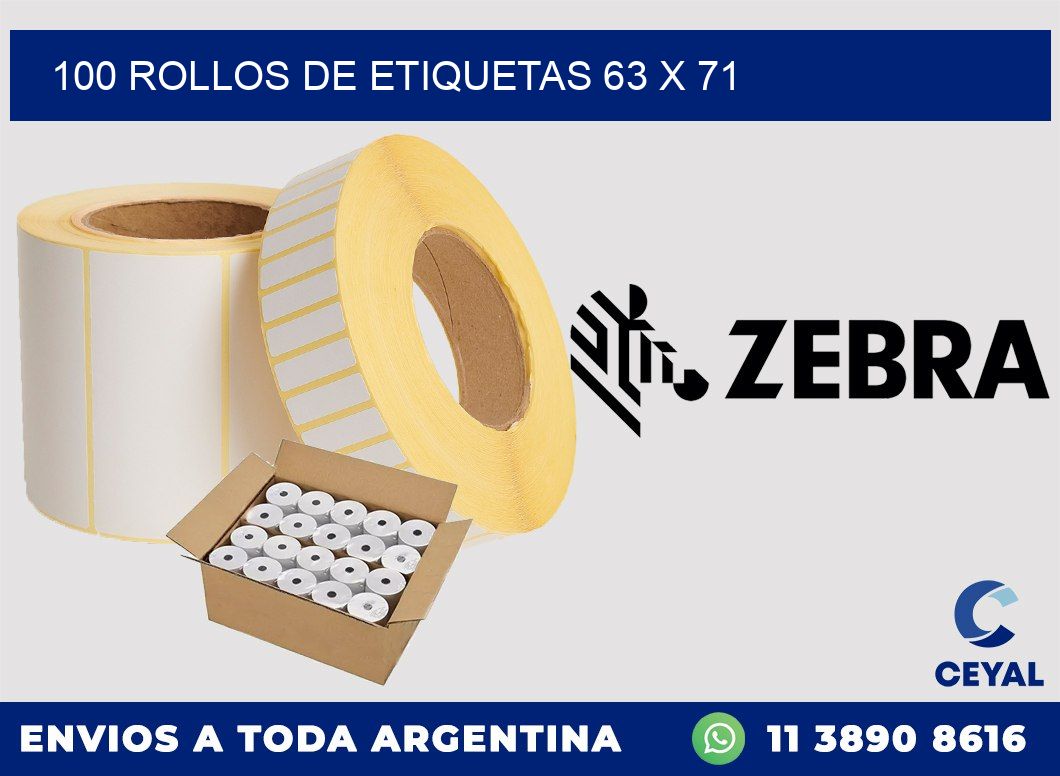 100 ROLLOS DE ETIQUETAS 63 x 71