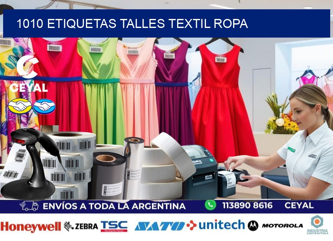 1010 ETIQUETAS TALLES TEXTIL ROPA