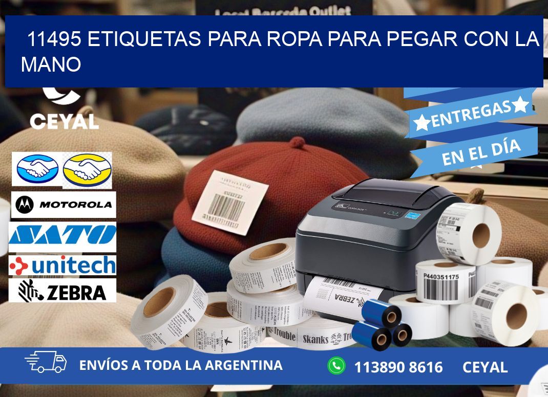 11495 Etiquetas para ropa para pegar con la mano