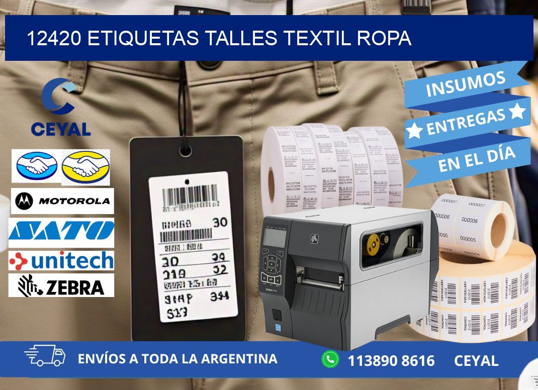 12420 ETIQUETAS TALLES TEXTIL ROPA