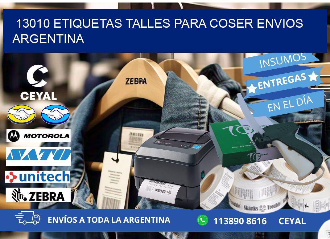 13010 ETIQUETAS TALLES PARA COSER ENVIOS ARGENTINA