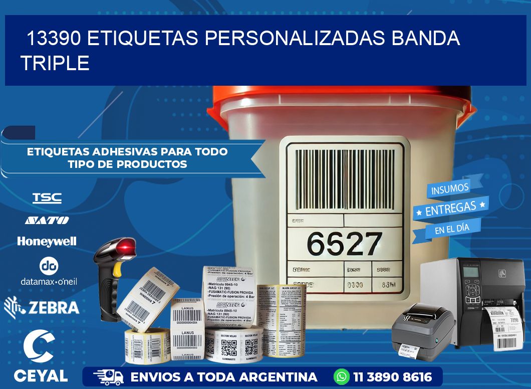 13390 Etiquetas personalizadas banda triple
