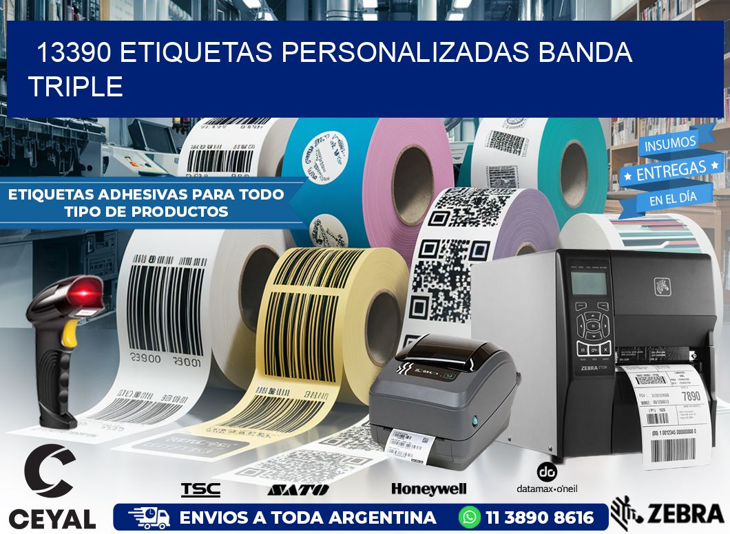 13390 Etiquetas personalizadas banda triple