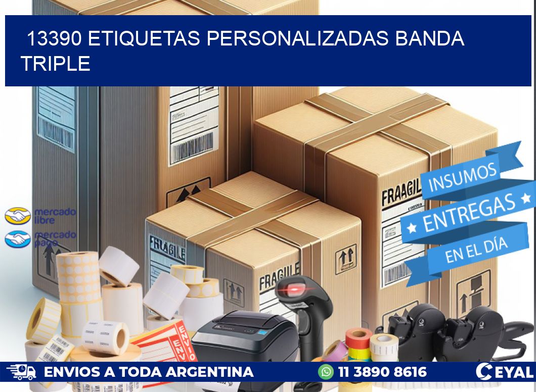 13390 Etiquetas personalizadas banda triple
