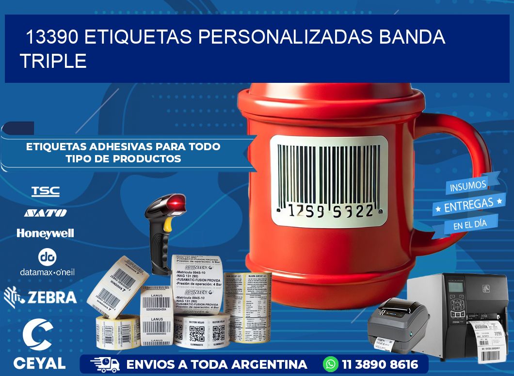 13390 Etiquetas personalizadas banda triple