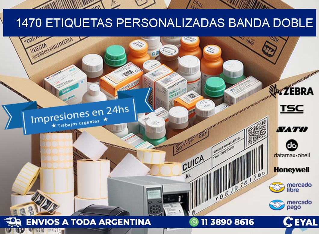 1470 Etiquetas personalizadas banda doble
