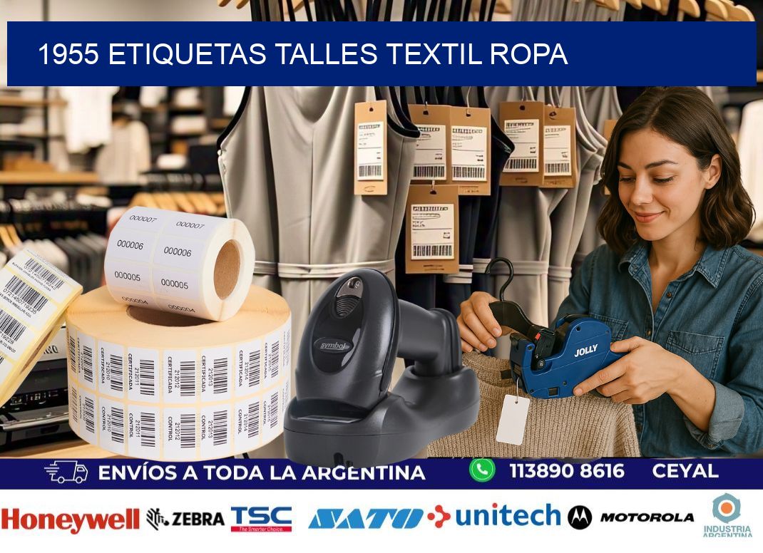 1955 ETIQUETAS TALLES TEXTIL ROPA