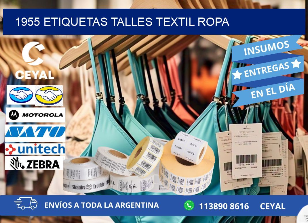 1955 ETIQUETAS TALLES TEXTIL ROPA