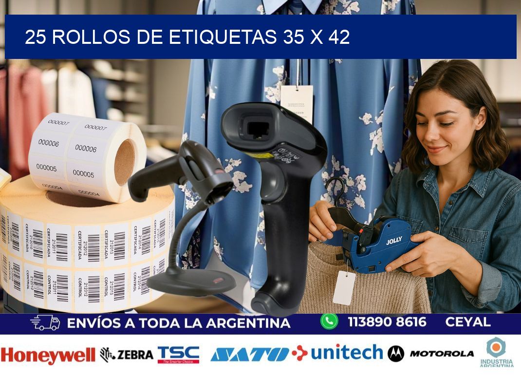 25 ROLLOS DE ETIQUETAS 35 x 42