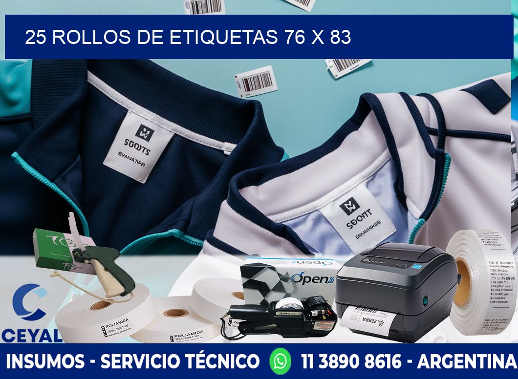 25 ROLLOS DE ETIQUETAS 76 x 83
