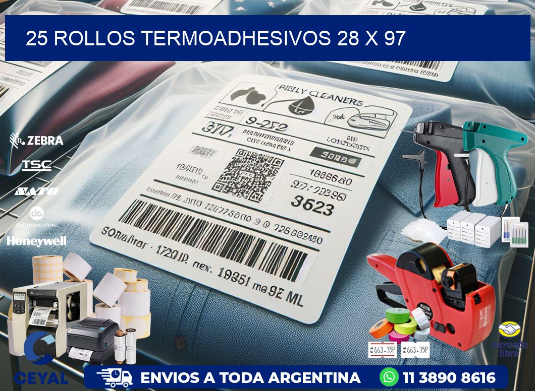 25 ROLLOS TERMOADHESIVOS 28 x 97