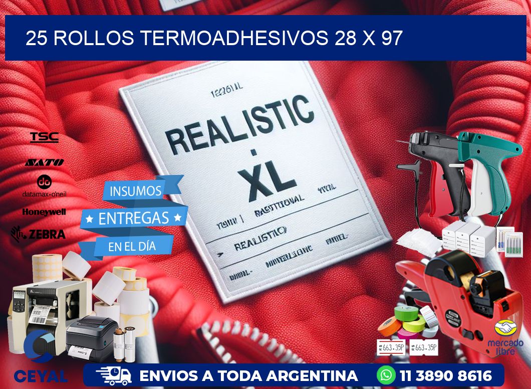 25 ROLLOS TERMOADHESIVOS 28 x 97