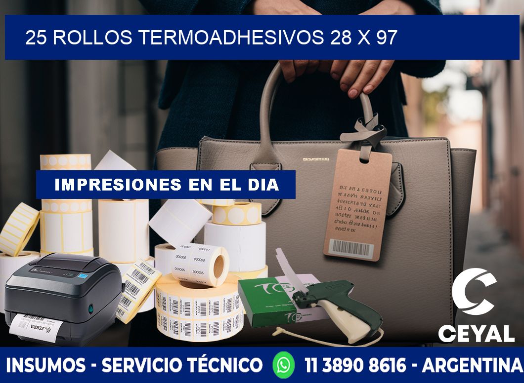 25 ROLLOS TERMOADHESIVOS 28 x 97