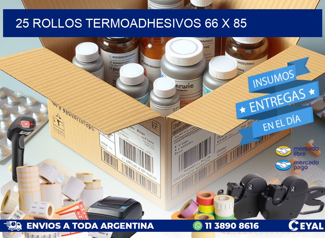 25 ROLLOS TERMOADHESIVOS 66 x 85