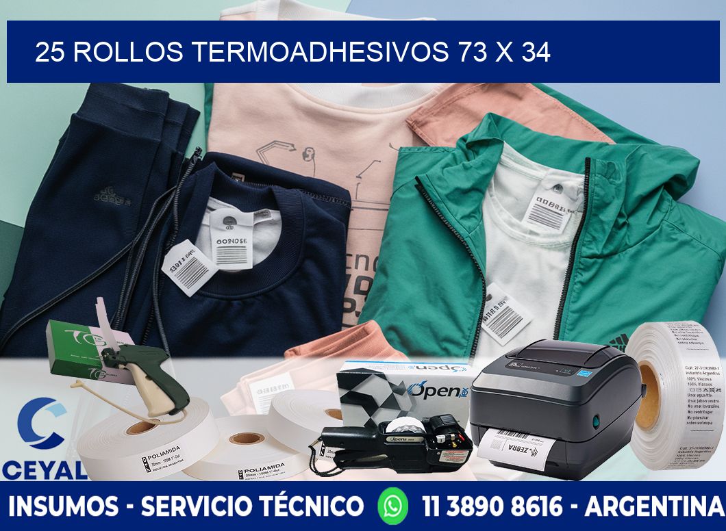 25 ROLLOS TERMOADHESIVOS 73 x 34