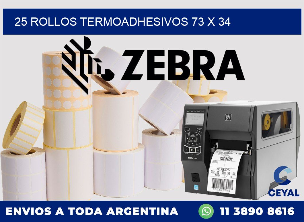 25 ROLLOS TERMOADHESIVOS 73 x 34