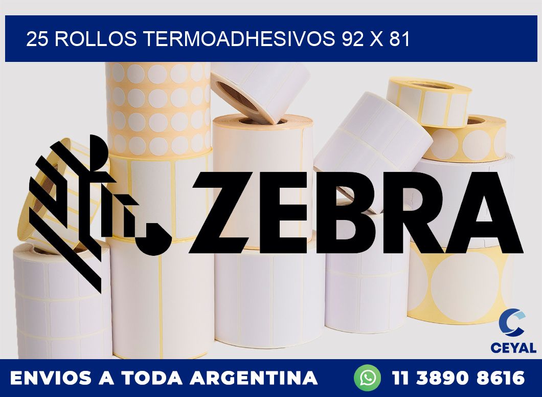 25 ROLLOS TERMOADHESIVOS 92 x 81