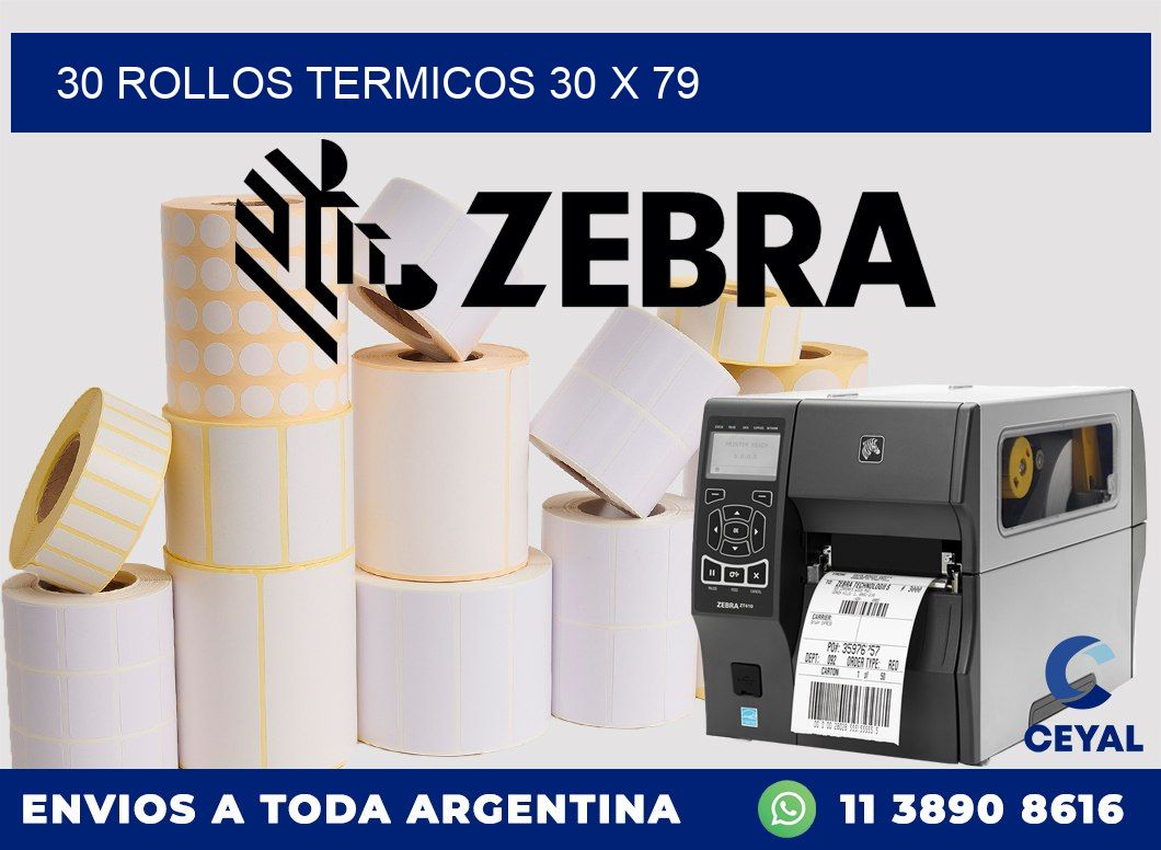 30 ROLLOS TERMICOS 30 x 79