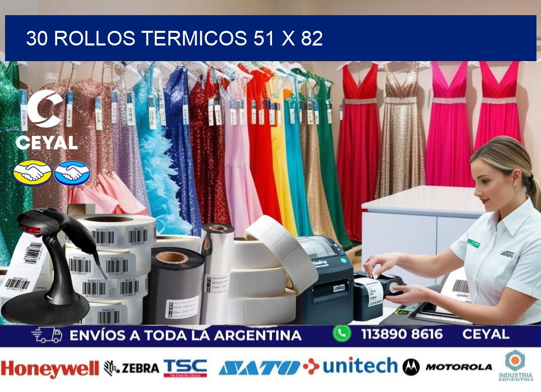 30 ROLLOS TERMICOS 51 x 82