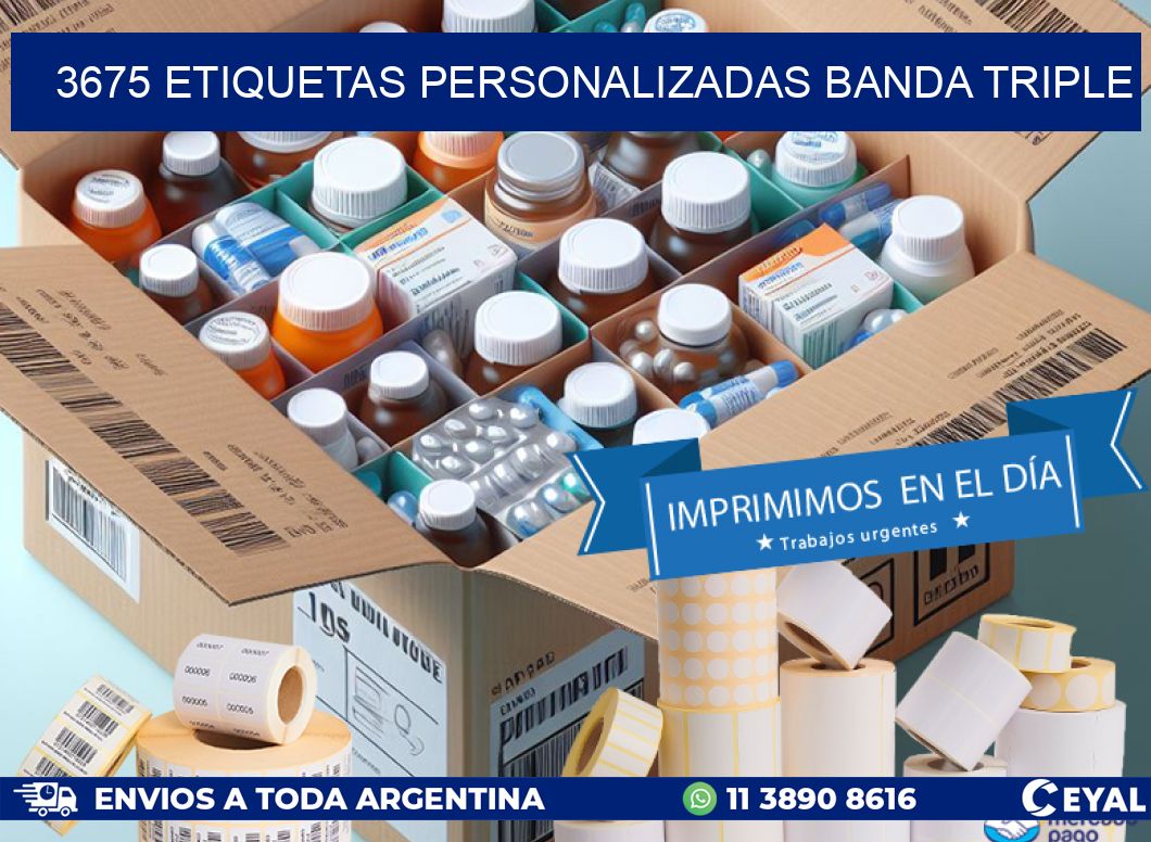 3675 Etiquetas personalizadas banda triple