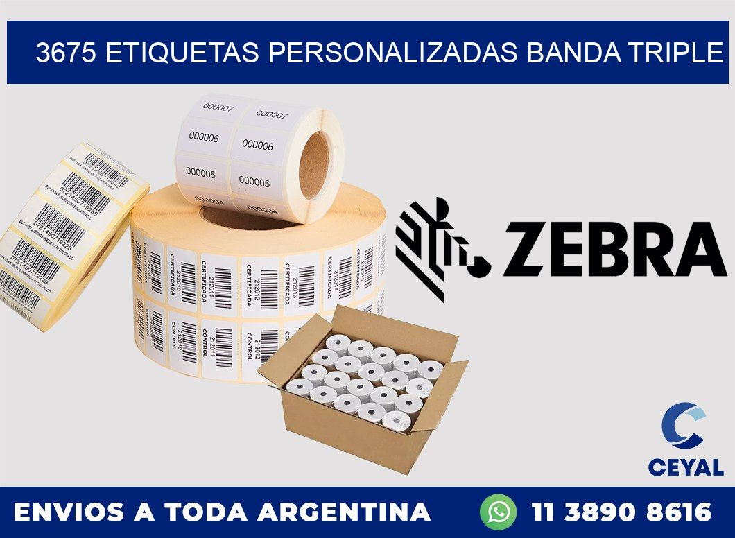 3675 Etiquetas personalizadas banda triple