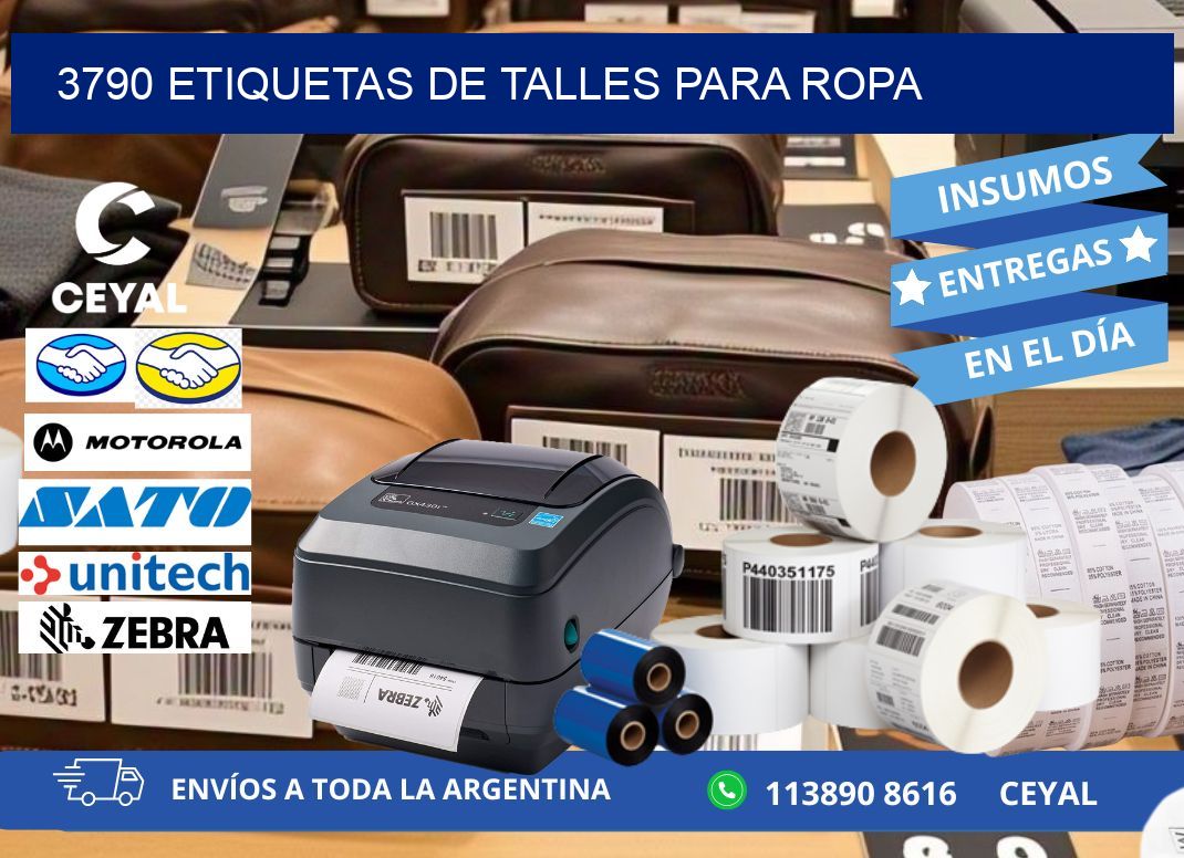 3790 etiquetas de talles para ropa