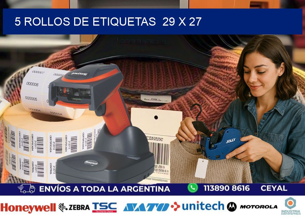 5 ROLLOS DE ETIQUETAS  29 x 27
