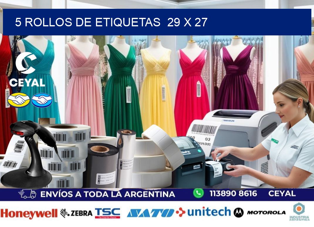 5 ROLLOS DE ETIQUETAS  29 x 27
