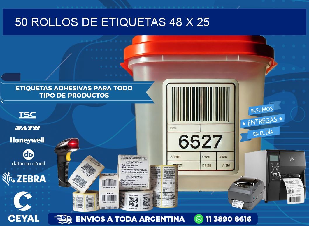 50 ROLLOS DE ETIQUETAS 48 x 25