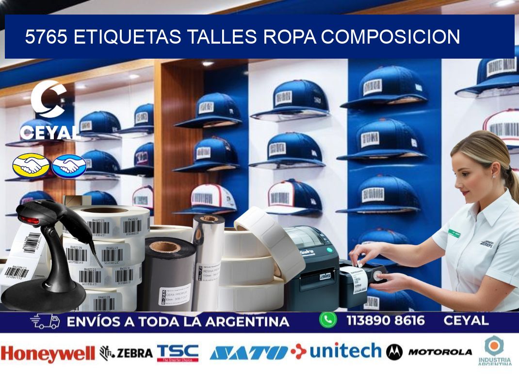 5765 ETIQUETAS TALLES ROPA COMPOSICION