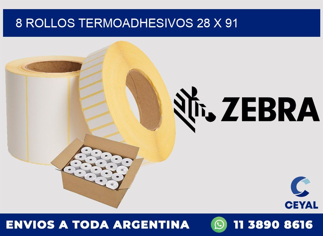 8 ROLLOS TERMOADHESIVOS 28 x 91
