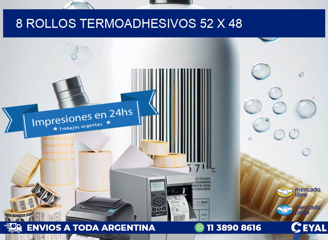 8 ROLLOS TERMOADHESIVOS 52 x 48