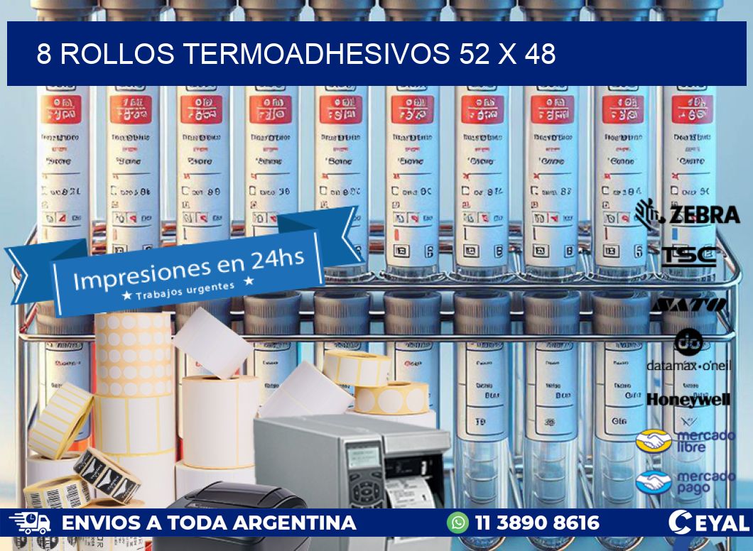 8 ROLLOS TERMOADHESIVOS 52 x 48