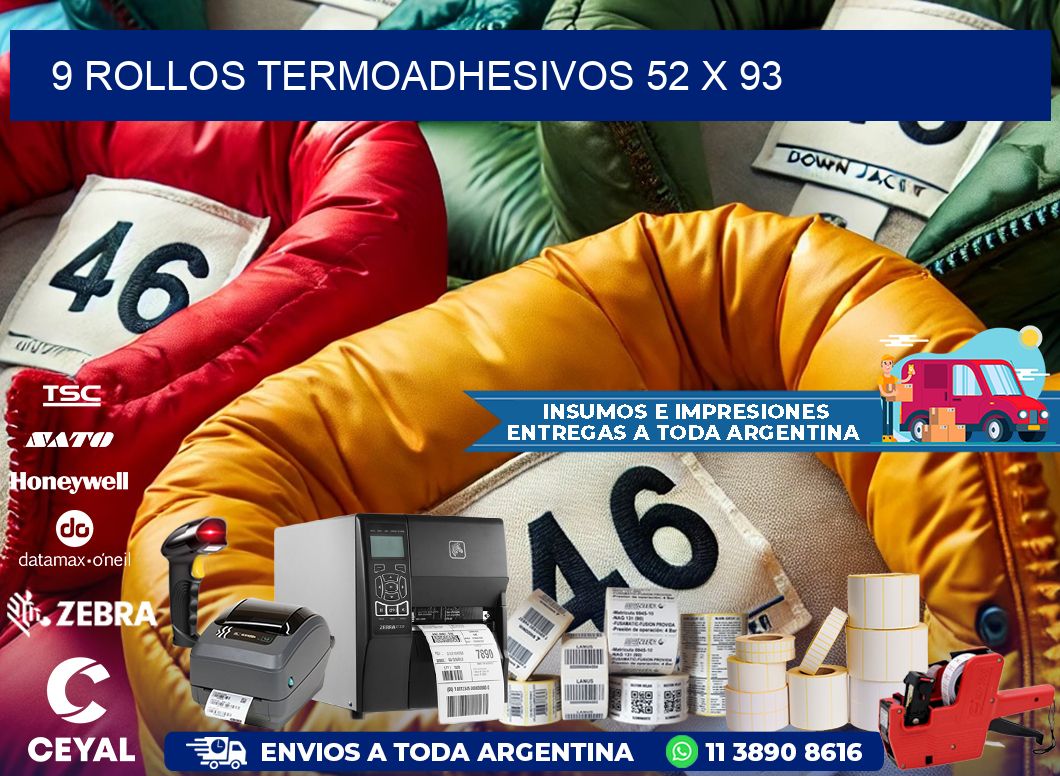 9 ROLLOS TERMOADHESIVOS 52 x 93