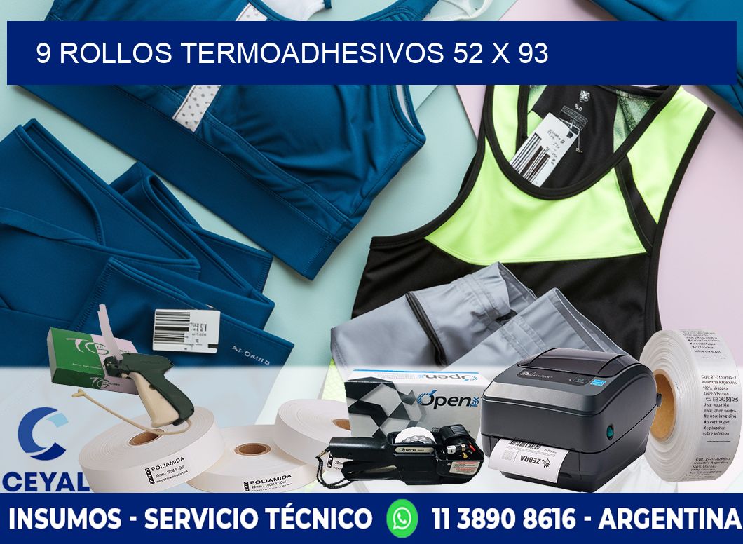 9 ROLLOS TERMOADHESIVOS 52 x 93