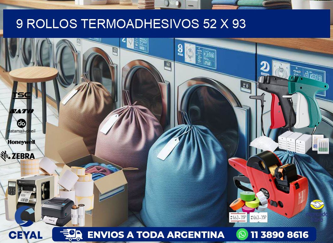9 ROLLOS TERMOADHESIVOS 52 x 93