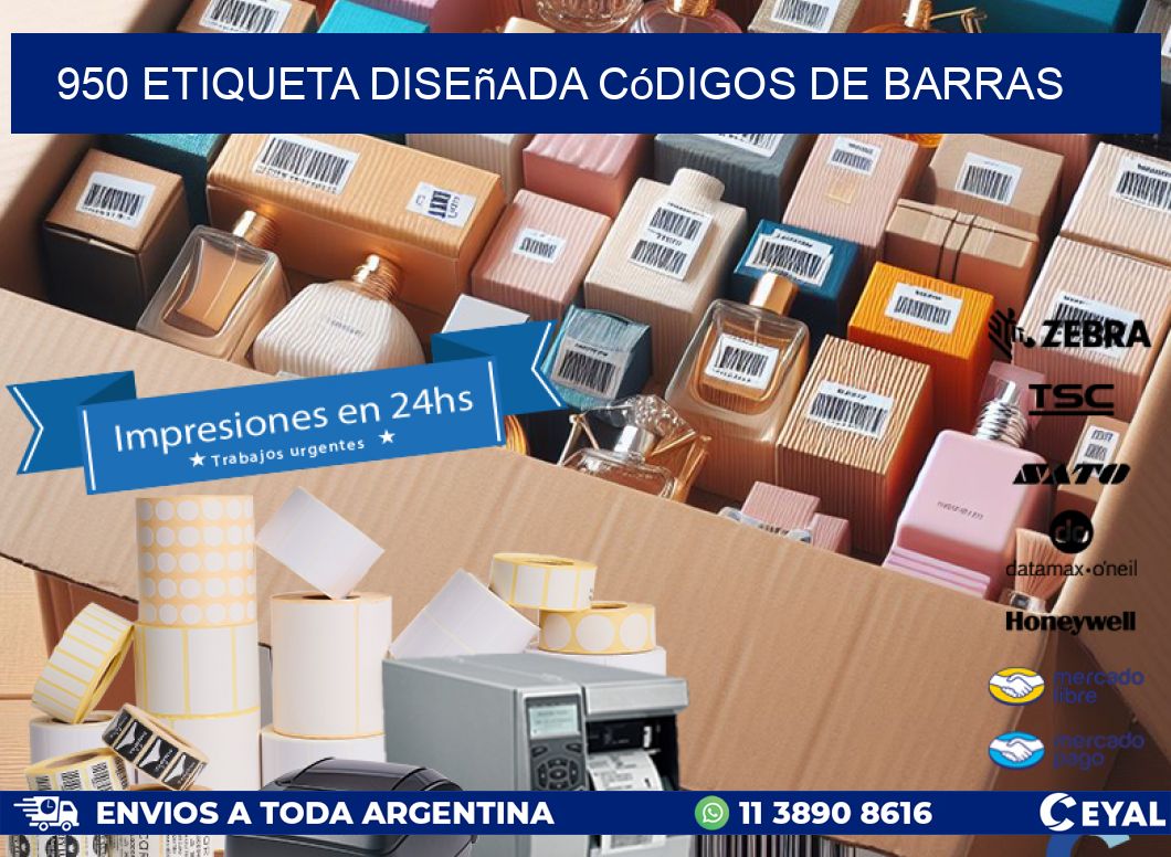 950 etiqueta diseñada códigos de barras