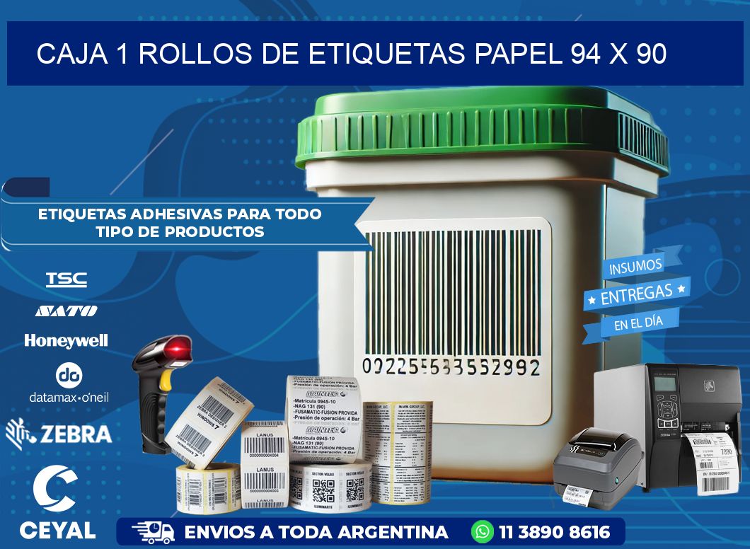 CAJA 1 ROLLOS DE ETIQUETAS PAPEL 94 x 90