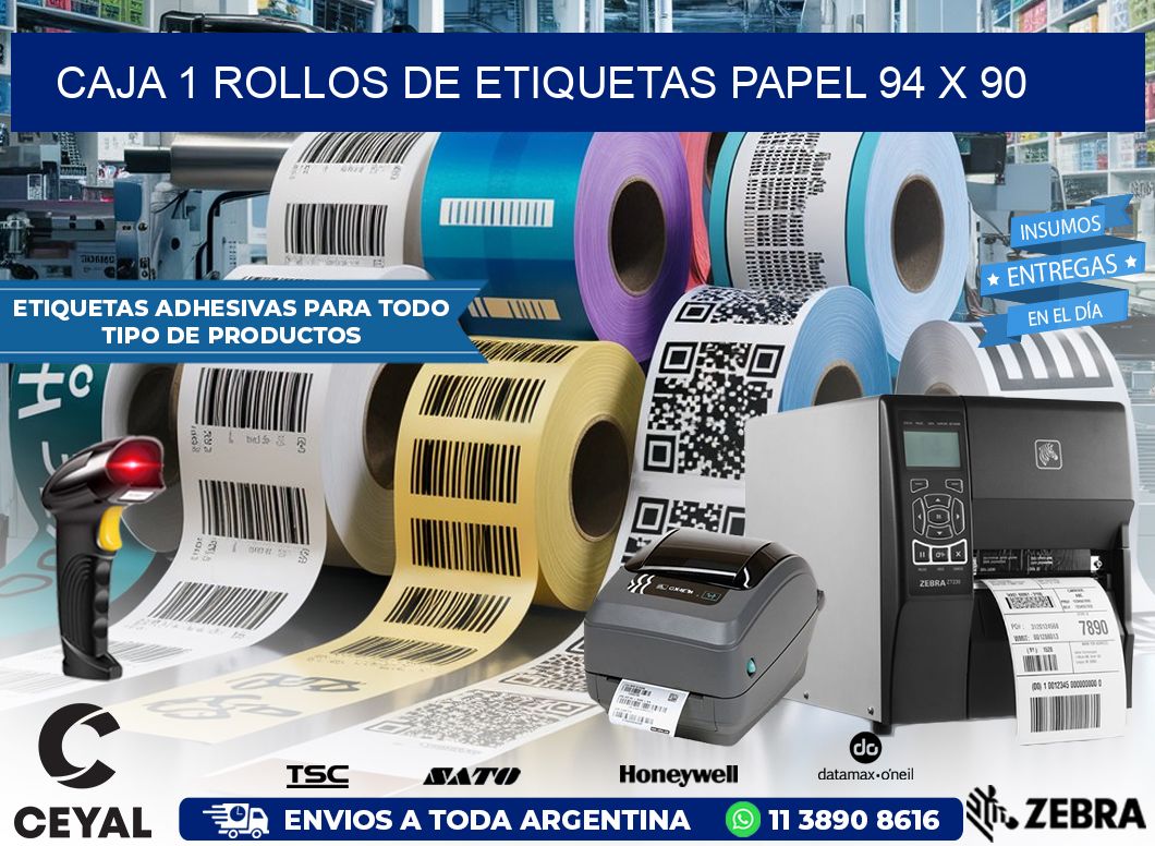 CAJA 1 ROLLOS DE ETIQUETAS PAPEL 94 x 90