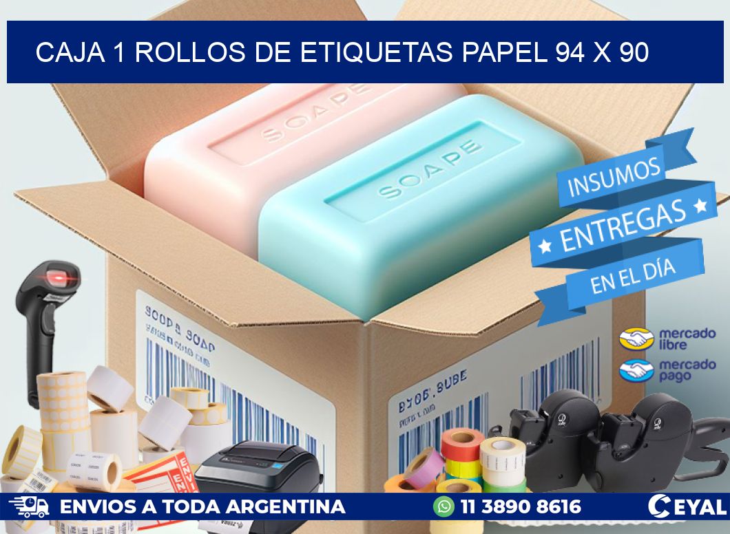 CAJA 1 ROLLOS DE ETIQUETAS PAPEL 94 x 90