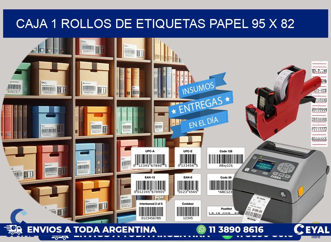 CAJA 1 ROLLOS DE ETIQUETAS PAPEL 95 x 82