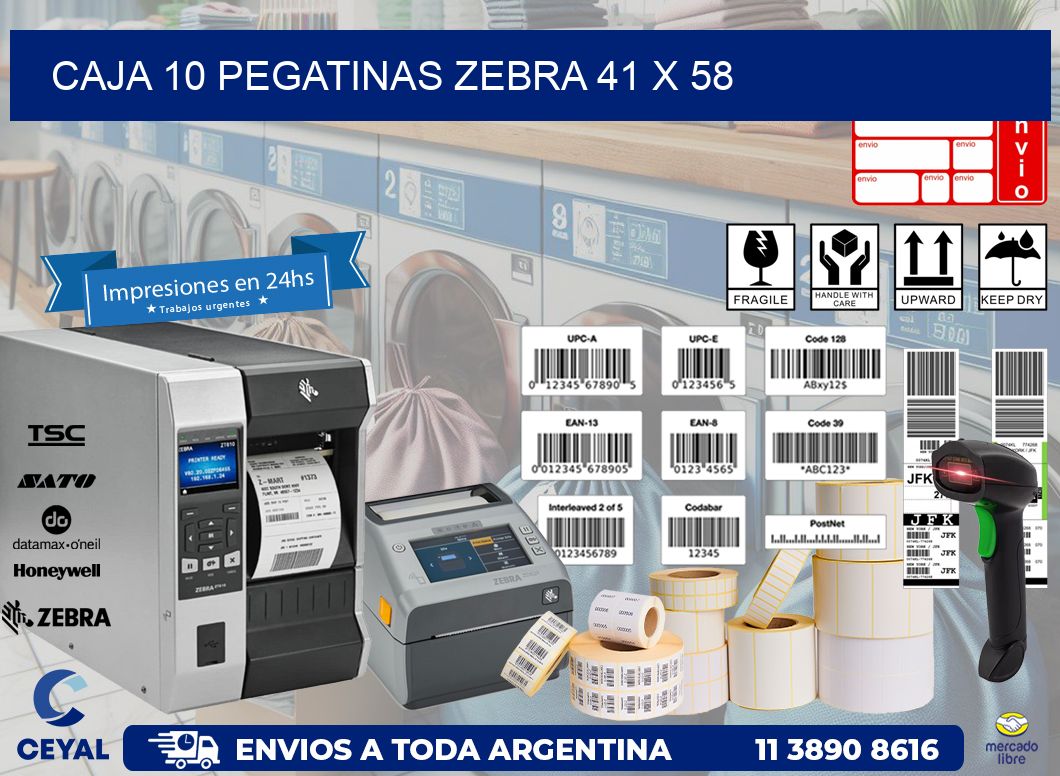 CAJA 10 PEGATINAS ZEBRA 41 x 58
