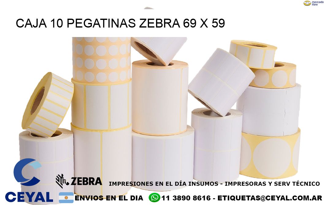 CAJA 10 PEGATINAS ZEBRA 69 x 59