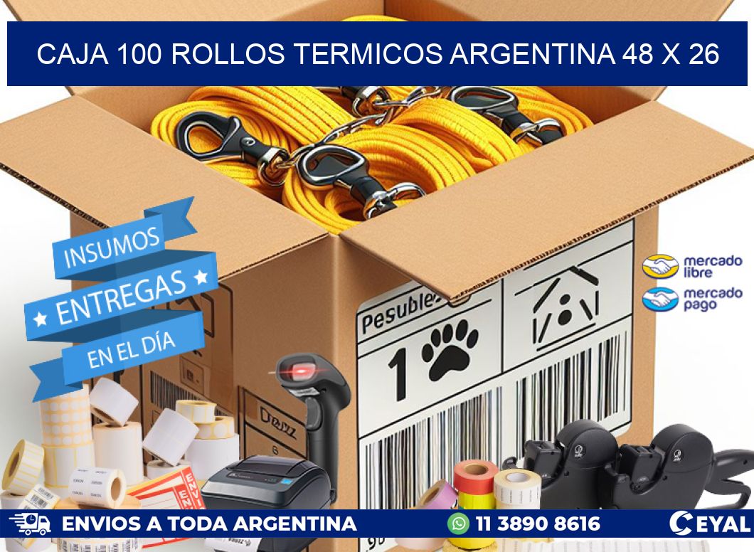 CAJA 100 ROLLOS TERMICOS ARGENTINA 48 x 26
